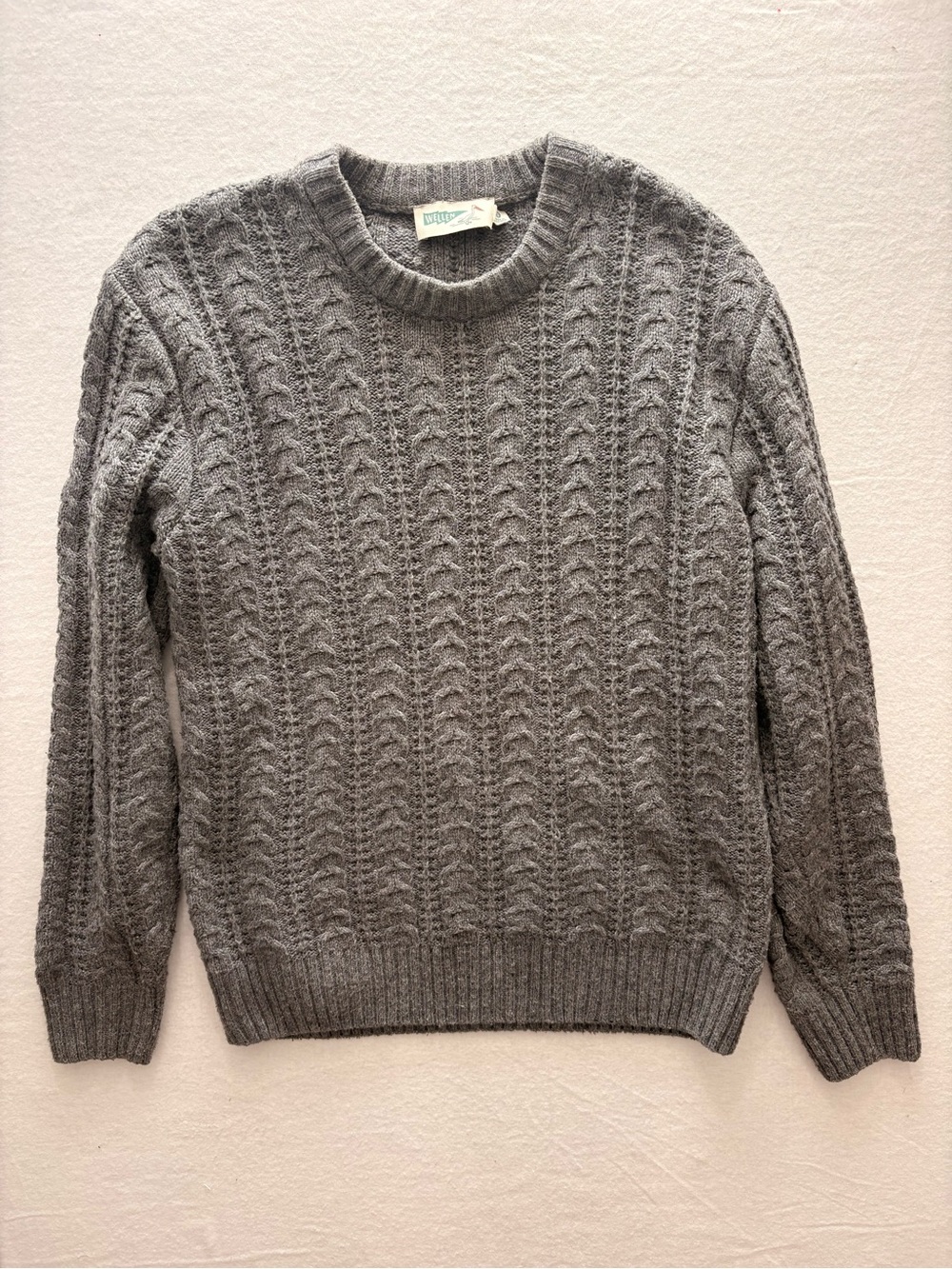 Men's Fisherman Wool Blend Cable Knit Crewneck Sweater
